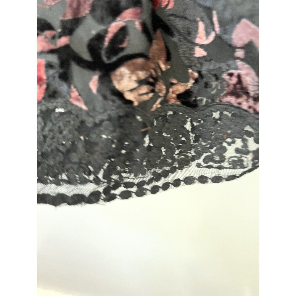 ANTHROPOLOGIE FLORAL BURNOUT CUT VELVET Boxy BISHOP SLEEVE BLOUSE TOP Medium - Picture 9 of 15